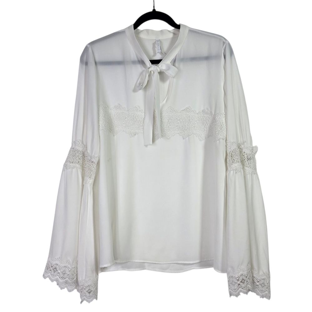 Imperial chiffon Bell sleeves tie front blouse